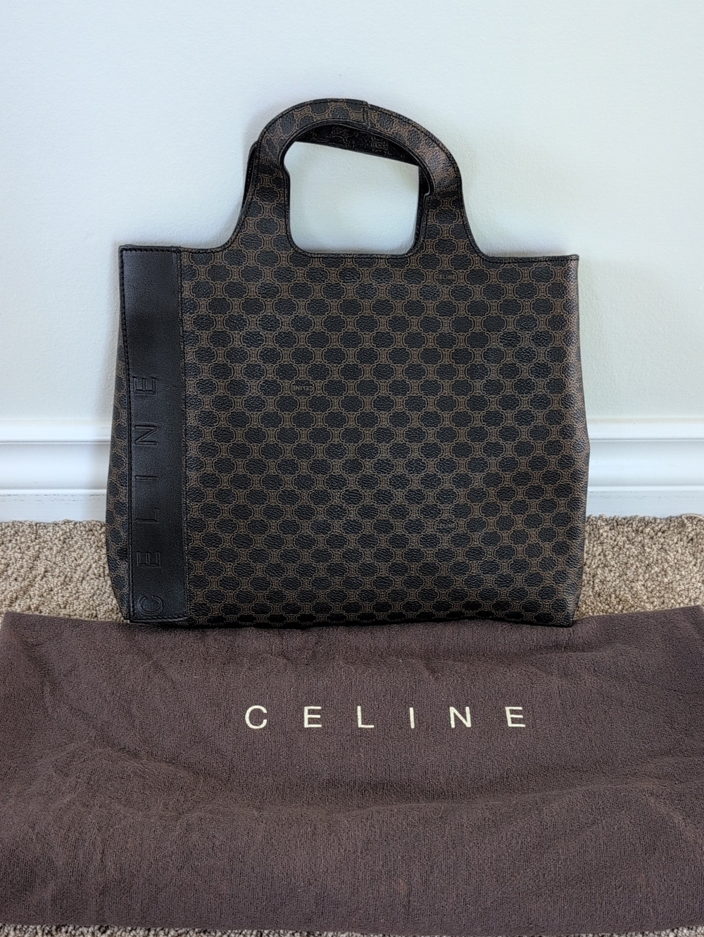Pre-loved Celine 2000 Macadam Coated Canvas Tote Bag